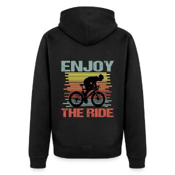 Bike Riding Man Enjoy the Ride - Unisex Premium Organic Zip Hoodie - black - Back - Nico (187cm)