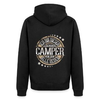 Camper Campen Camping - Unisex Premium Bio Zip Hoodie - Schwarz - Hinten - Nico (187cm)
