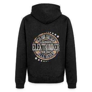 Elektroniker - Unisex Premium Bio Zip Hoodie - Schwarz - Hinten - Nico (187cm)