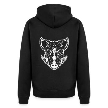 Jagd Jäger Wildschwein kühle Jagd - Unisex Premium Bio Zip Hoodie - Schwarz - Hinten - Nico (187cm)