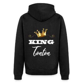 King uncle gift idea man - Unisex Premium Organic Zip Hoodie - black - Back - Nico (187cm)