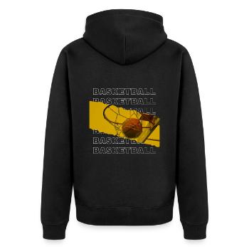 Basketball Basketballer Korb Dunking Sport Spieler - Unisex Premium Bio Zip Hoodie - Schwarz - Hinten - Nico (187cm)