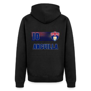 Anguilla Fußball Mannschaft - Unisex Premium Bio Zip Hoodie - Schwarz - Hinten - Nico (187cm)