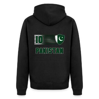 Pakistan Fußball Mannschaft - Unisex Premium Bio Zip Hoodie - Schwarz - Hinten - Nico (187cm)