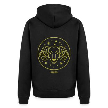 Sternzeichen Widder Astrologie Horoskop Geschenk - Unisex Premium Bio Zip Hoodie - Schwarz - Hinten - Nico (187cm)