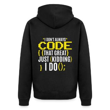 Funny Coding Joke - Unisex Premium Organic Zip Hoodie - black - Back - Nico (187cm)