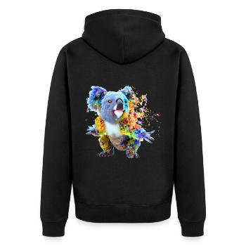 Koala in explosion of colour - Unisex Premium Organic Zip Hoodie - black - Back - Nico (187cm)