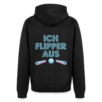 Flippern Geschenk ICH FLIPPER AUS Pinball - Unisex Premium Bio Zip Hoodie - Schwarz - Hinten - Nico (187cm)