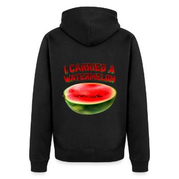I Carried A Watermelon - Unisex Premium Organic Zip Hoodie - black - Back - Nico (187cm)