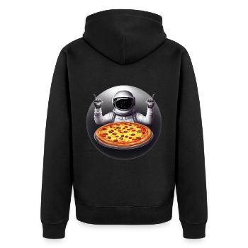 Pizza Entdecker im Weltraum - Unisex Premium Bio Zip Hoodie - Schwarz - Hinten - Nico (187cm)