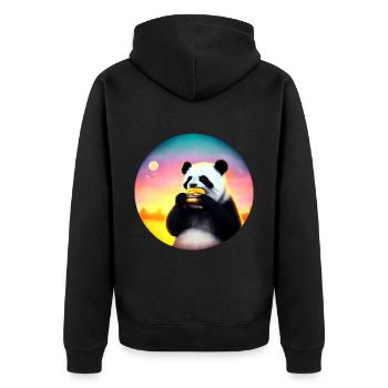 Panda at Cheeseburger Sunset - Unisex Premium Organic Zip Hoodie - black - Back - Nico (187cm)