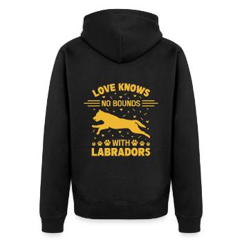 Love knows no bounds with Labradors - Unisex Premium Organic Zip Hoodie - black - Back - Nico (187cm)