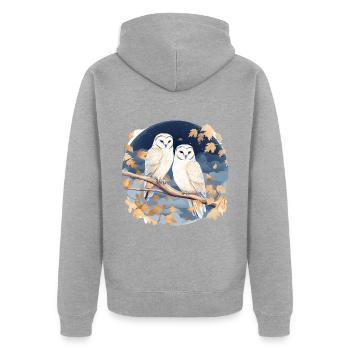 Schleiereule Eulen für einen Eulen Fan - Unisex Premium Bio Zip Hoodie - Grau meliert - Hinten - Nico (187cm)