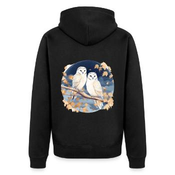 Schleiereule Eulen für einen Eulen Fan - Unisex Premium Bio Zip Hoodie - Schwarz - Hinten - Nico (187cm)