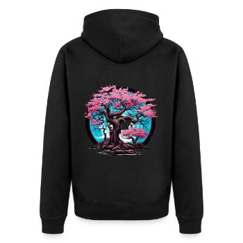 Bonsai Baum Bonsaischale Japanischer Baum - Unisex Premium Bio Zip Hoodie - Schwarz - Hinten - Nico (187cm)