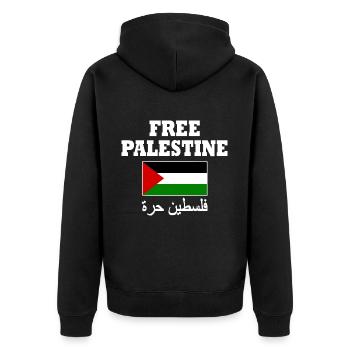 Free palestine - Unisex Premium Bio Zip Hoodie - Schwarz - Hinten - Nico (187cm)