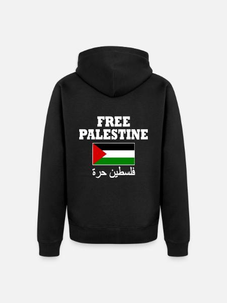 Free palestine - Unisex Premium Organic Zip Hoodie - black