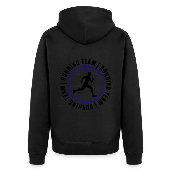 Running Team Marathon Man - Unisex Premium Organic Zip Hoodie - black - Back - Nico (187cm)
