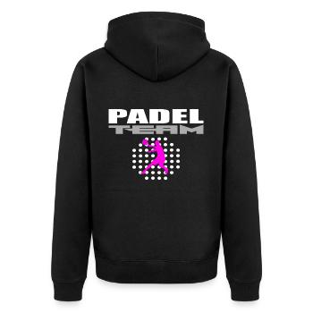Padel-Mannschaft - Unisex Premium Bio Zip Hoodie - Schwarz - Hinten - Nico (187cm)