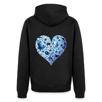 Kunst Herz Liebe Liebesbeweis Gefühle - Unisex Premium Bio Zip Hoodie - Schwarz - Hinten - Nico (187cm)