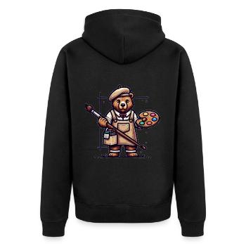 Cute Bear Artist - Unisex Premium Bio Zip Hoodie - Schwarz - Hinten - Nico (187cm)