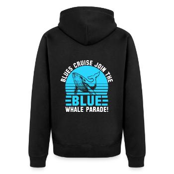 Blues cruise join the Blue Whale Parade - Unisex Premium Organic Zip Hoodie - black - Back - Nico (187cm)