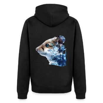 Hamster - Unisex Premium Bio Zip Hoodie - Schwarz - Hinten - Nico (187cm)