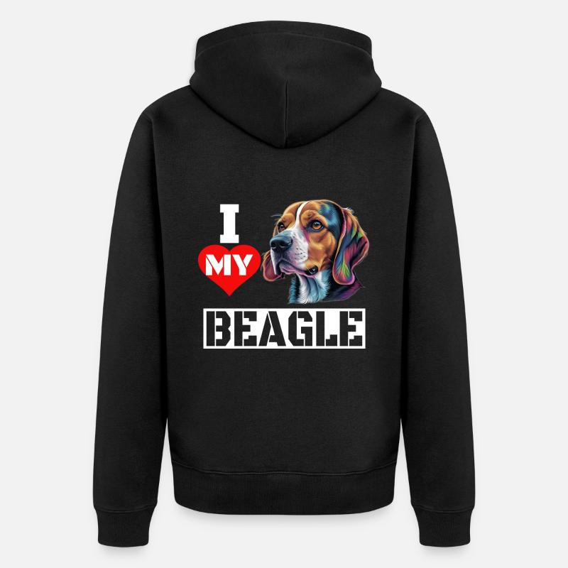 J’adore mon beagle - Veste à capuche bio Premium Unisexe - noir