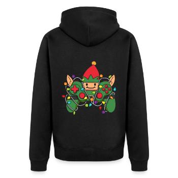 Christmas Gaming Controller - Unisex Premium Bio Zip Hoodie - Schwarz - Hinten - Nico (187cm)