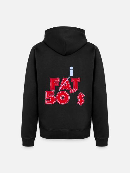 Fat 50S Red LightBlue - Unisex Premium Organic Zip Hoodie - black