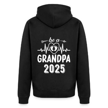 Werdender Opa 2025, Herzschlag, Opa 2025 - Unisex Premium Bio Zip Hoodie - Schwarz - Hinten - Nico (187cm)