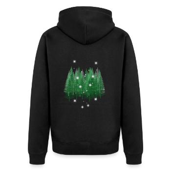 enchanting nature forest spruce fir tree trees - Unisex Premium Organic Zip Hoodie - black - Back - Nico (187cm)