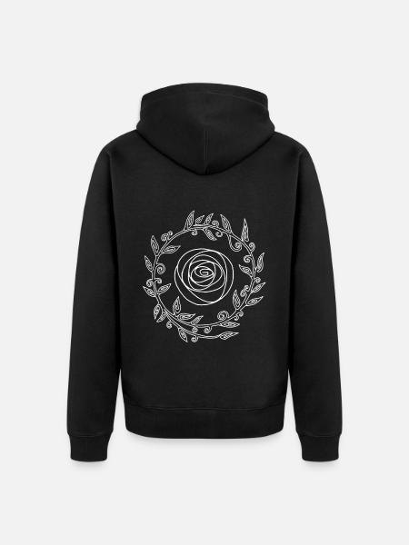 Fleur couronnée blanche - Veste à capuche bio Premium Unisexe - noir