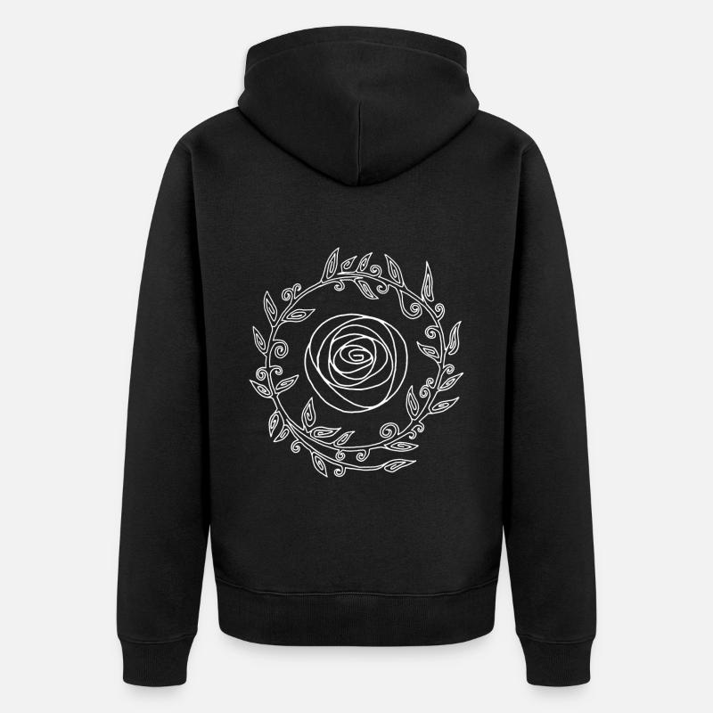 Fleur couronnée blanche - Veste à capuche bio Premium Unisexe - noir