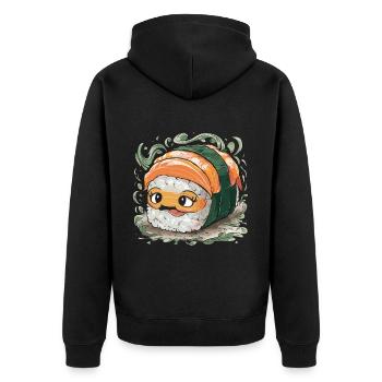 Niedliche Sushi Fisch Reis Japanisches Essen - Unisex Premium Bio Zip Hoodie - Schwarz - Hinten - Nico (187cm)