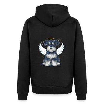 Zwergschnauzer als Engel - Unisex Premium Bio Zip Hoodie - Schwarz - Hinten - Nico (187cm)