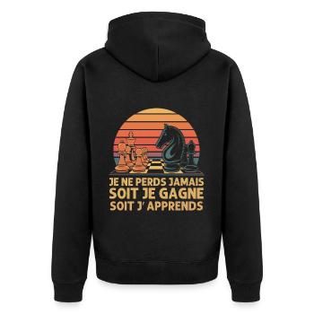 Je ne perds jamais cadeau motivation échec vintage - Veste à capuche bio Premium Unisexe - noir - Dos - Nico (187cm)