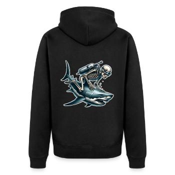 Tauchen Taucher - Unisex Premium Bio Zip Hoodie - Schwarz - Hinten - Nico (187cm)