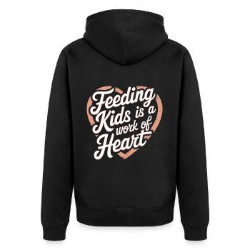 Feeding Kids Is A Work Of Heart 8 - Unisex Premium Bio Zip Hoodie - Schwarz - Hinten - Nico (187cm)