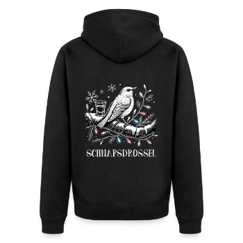 Schnaps Drossel Vogel Weihnachten - Unisex Premium Bio Zip Hoodie - Schwarz - Hinten - Nico (187cm)