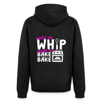 Baker Watch Me Bake - Unisex Premium Organic Zip Hoodie - black - Back - Nico (187cm)
