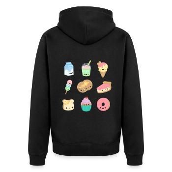 Autocollants Food Kawaii - Veste à capuche bio Premium Unisexe - noir - Dos - Nico (187cm)