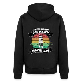 Locker bleiben, der Maler macht das - Unisex Premium Bio Zip Hoodie - Schwarz - Hinten - Nico (187cm)