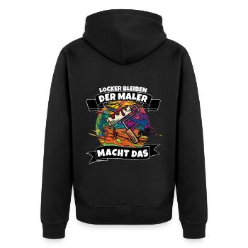 Maler - Unisex Premium Bio Zip Hoodie - Schwarz - Hinten - Nico (187cm)