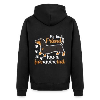 Dackel Bester Freund Hat Fell Und Schwanz Lustige - Unisex Premium Bio Zip Hoodie - Schwarz - Hinten - Nico (187cm)