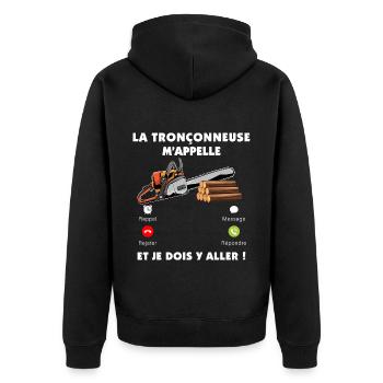 La tronçonneuse M'appelle Humour Homme Bucheron - Veste à capuche bio Premium Unisexe - noir - Dos - Nico (187cm)
