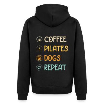 Café Pilates Chiens Répéter - Veste à capuche bio Premium Unisexe - noir - Dos - Nico (187cm)