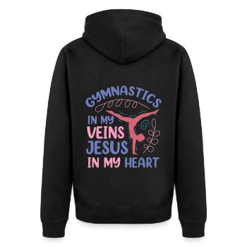 Gymnastics Jesus Gymnast - Unisex Premium Organic Zip Hoodie - black - Back - Nico (187cm)