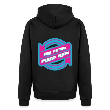 My First Plane Ride 36 - Unisex Premium Bio Zip Hoodie - Schwarz - Hinten - Nico (187cm)