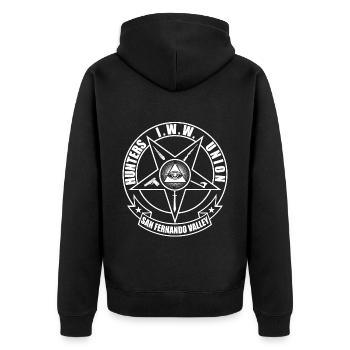 Vampire Jäger Tagschicht - Unisex Premium Bio Zip Hoodie - Schwarz - Hinten - Nico (187cm)